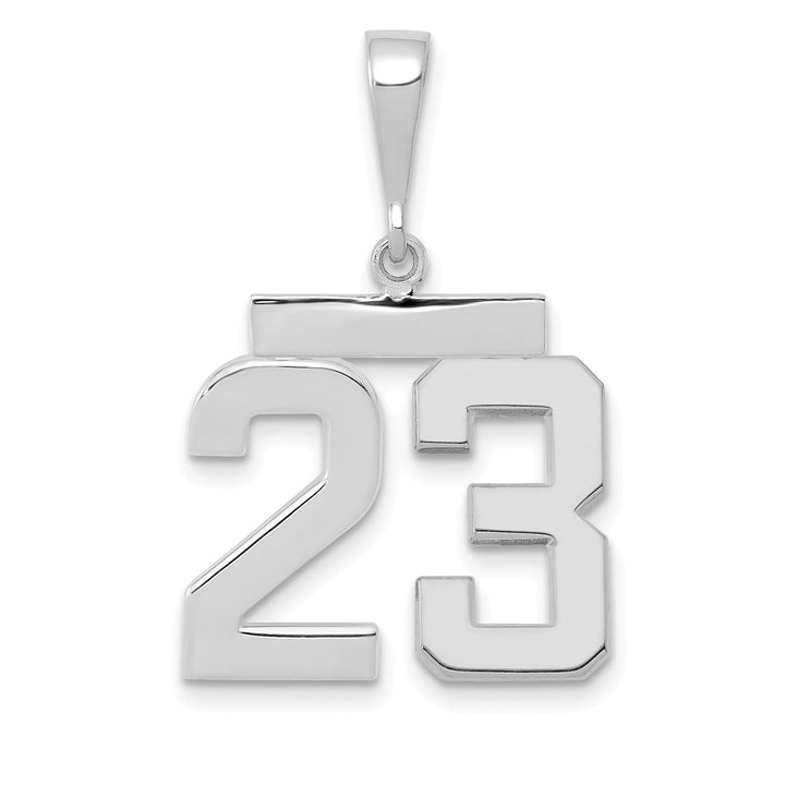 14k White Gold Polished Finish Medium Size Number 23 Charm Pendant