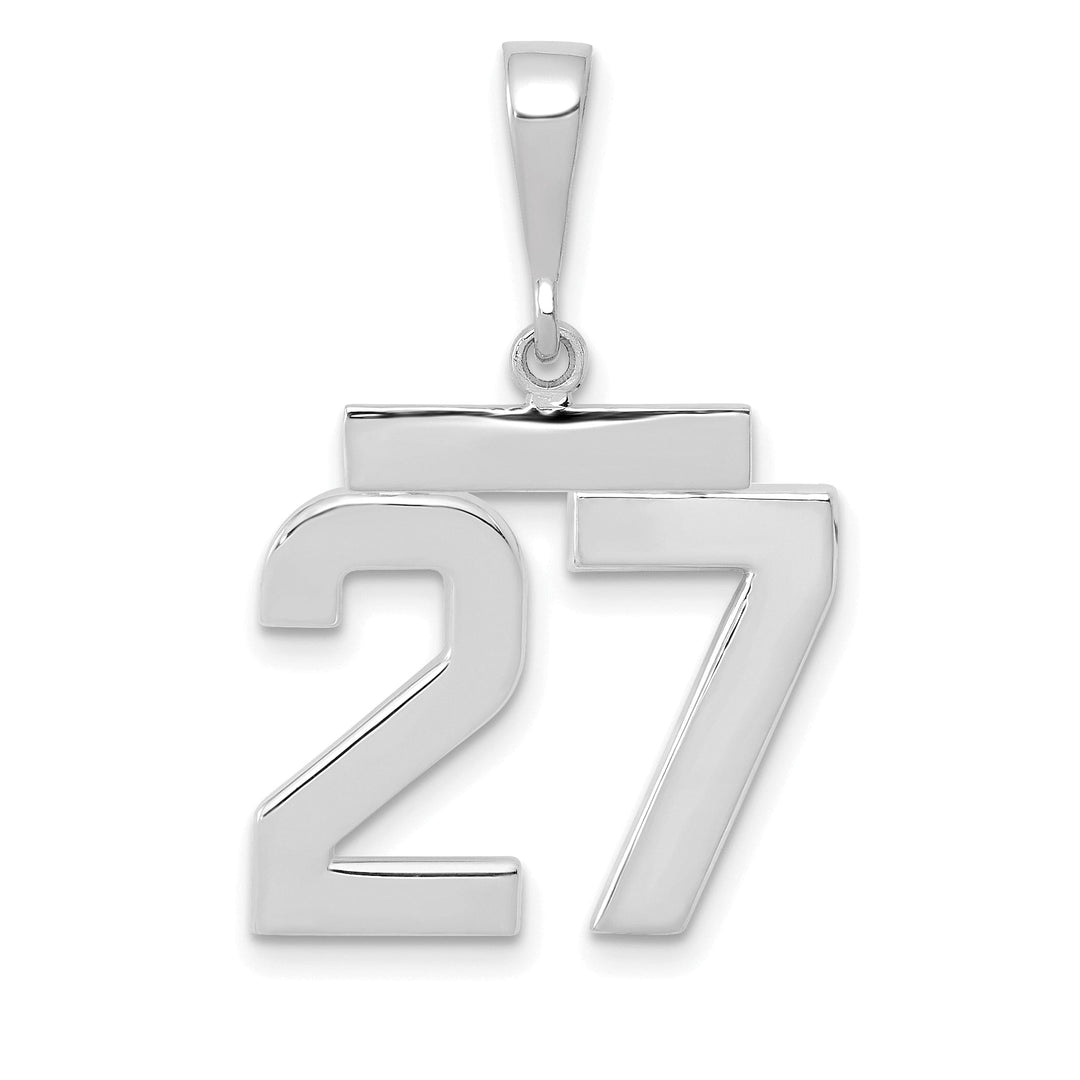 14k White Gold Polished Finish Medium Size Number 27 Charm Pendant