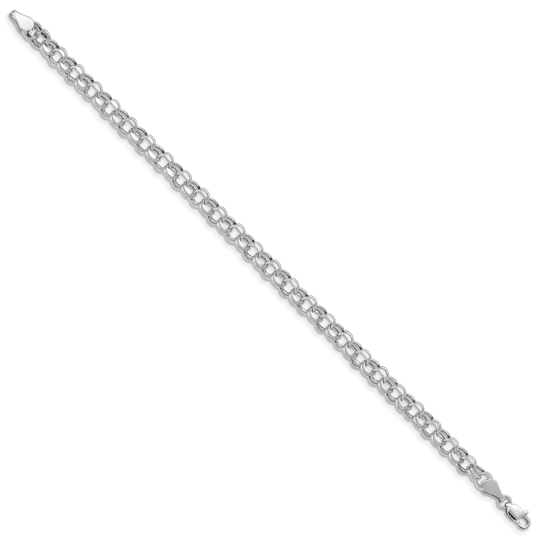 14K White Gold Charm Bracelet - Diamond Cut, 5-MM Wide Link, 8.25-inch