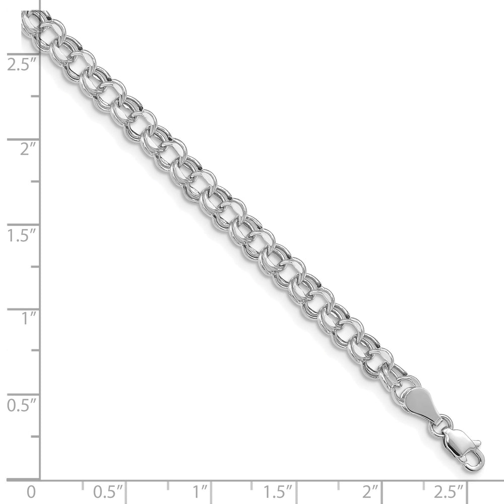 14K White Gold Charm Bracelet - Diamond Cut, 5-MM Wide Link, 8.25-inch