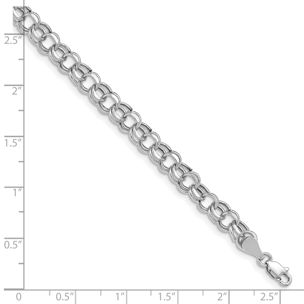 14K White Gold Charm Bracelet - 6-MM Wide, Double Link, 8.25-inch
