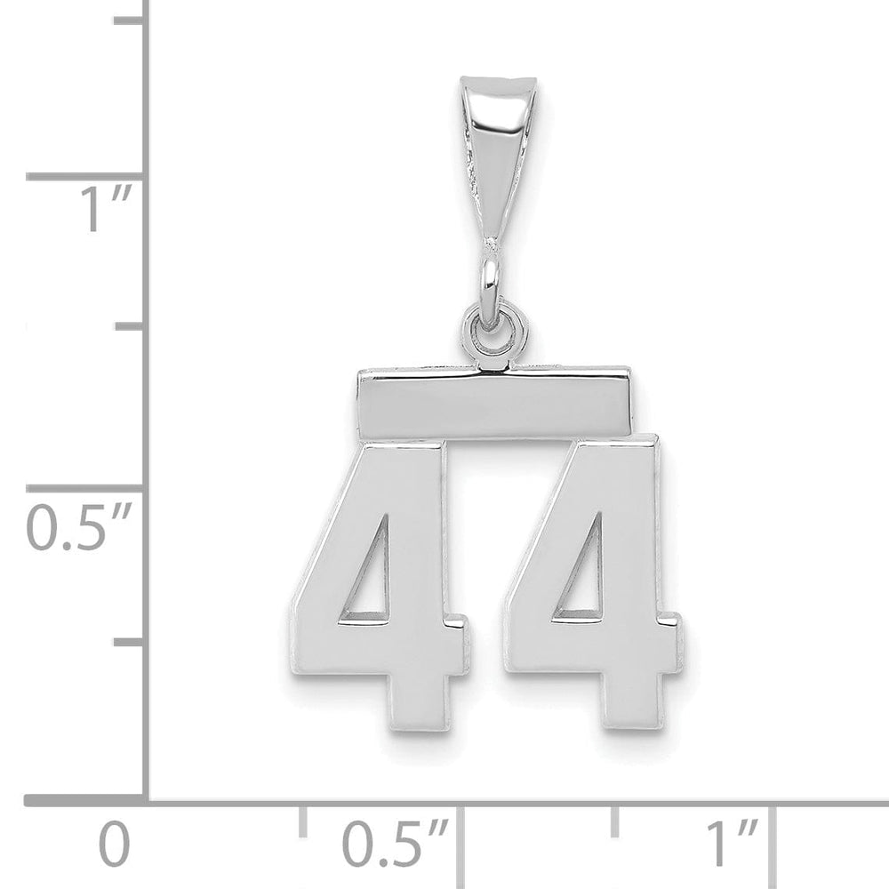 14k White Gold Polished Finish Small Size Number 44 Charm Pendant