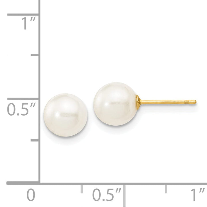 14k Yellow Gold Round Cultured Pearl Earrings