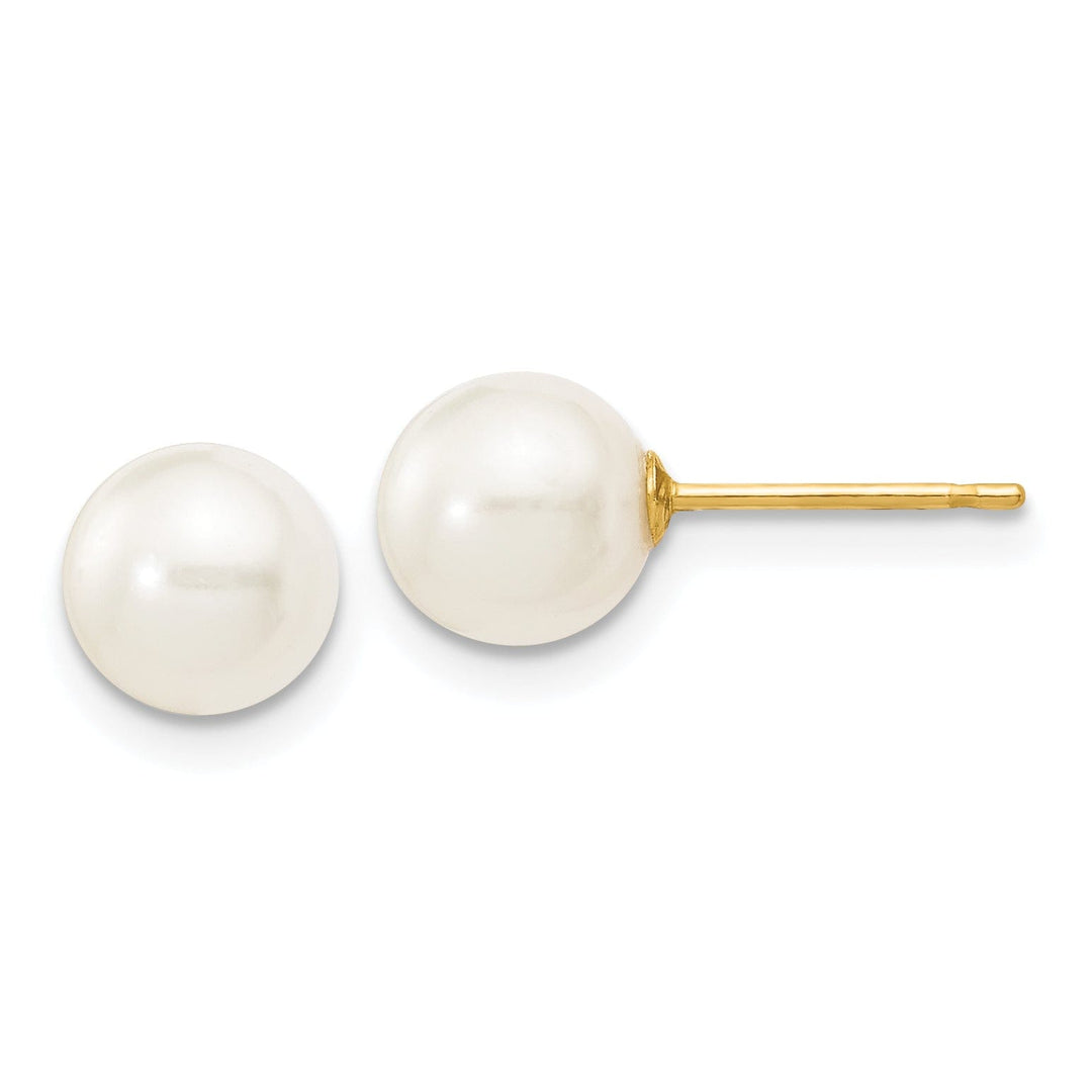 14k Yellow Gold Round Cultured Pearl Earrings