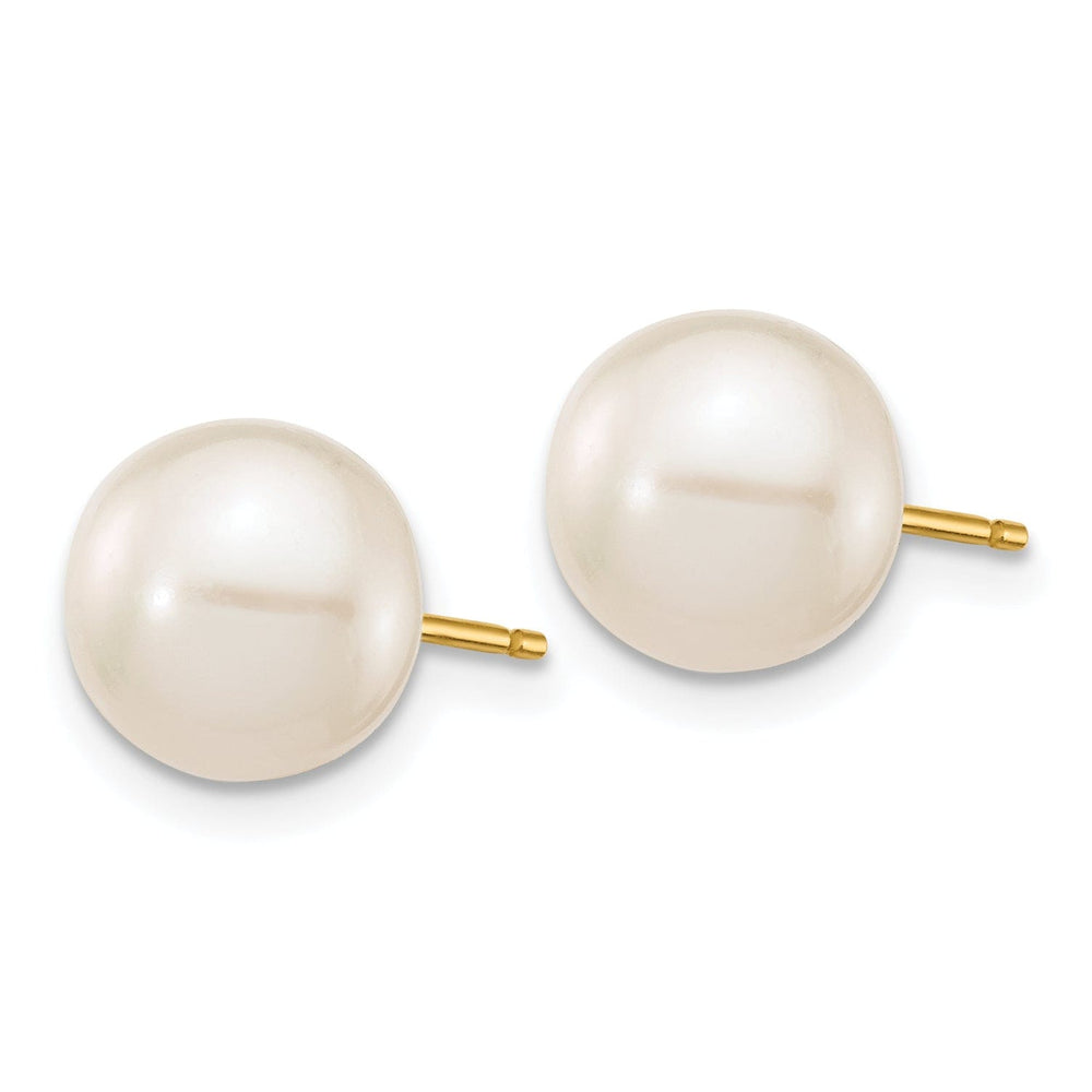 14k Yellow Gold Round Cultured White Pearl Earring