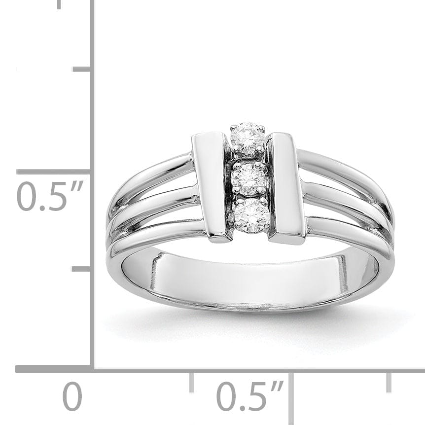 14k White Gold Polished Fancy Diamond Ring
