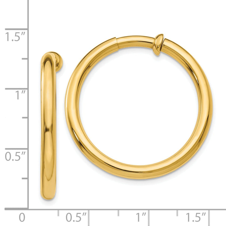 14k Yellow Gold Non-Pierced Hoop Earrings