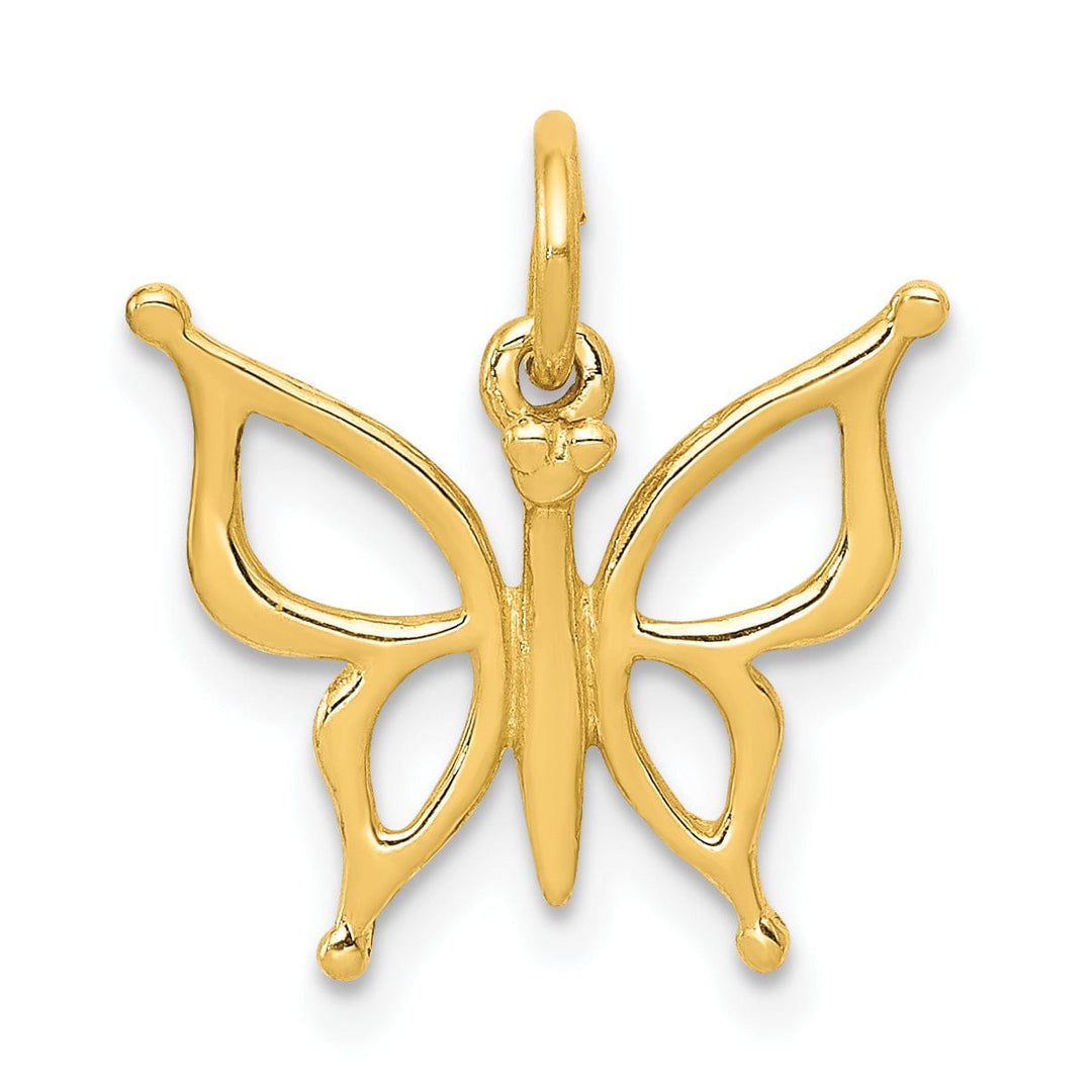 14k Yellow Gold Casted Open Back Solid Polished Butterfly Charm Pendant