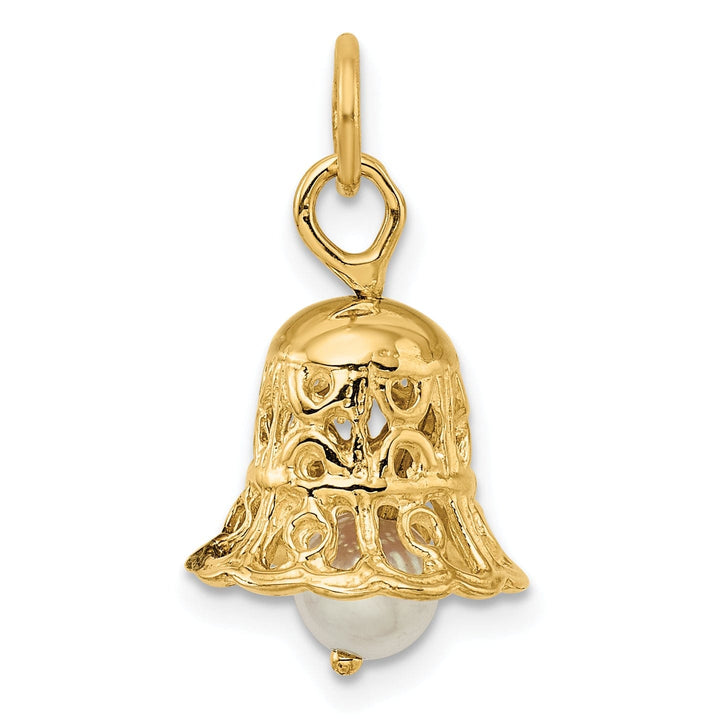 14k Yellow Gold Wedding Bell with Pearl Charm