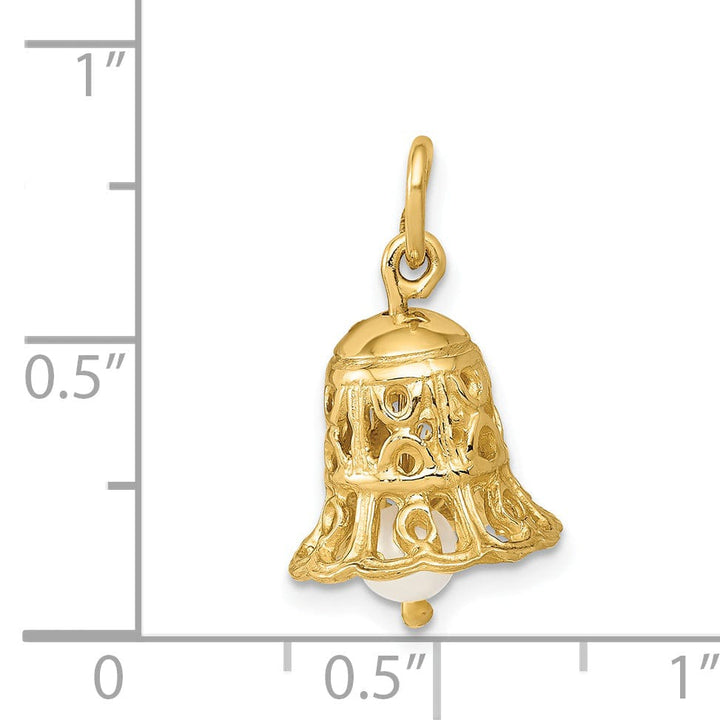 14k Yellow Gold Wedding Bell with Pearl Charm