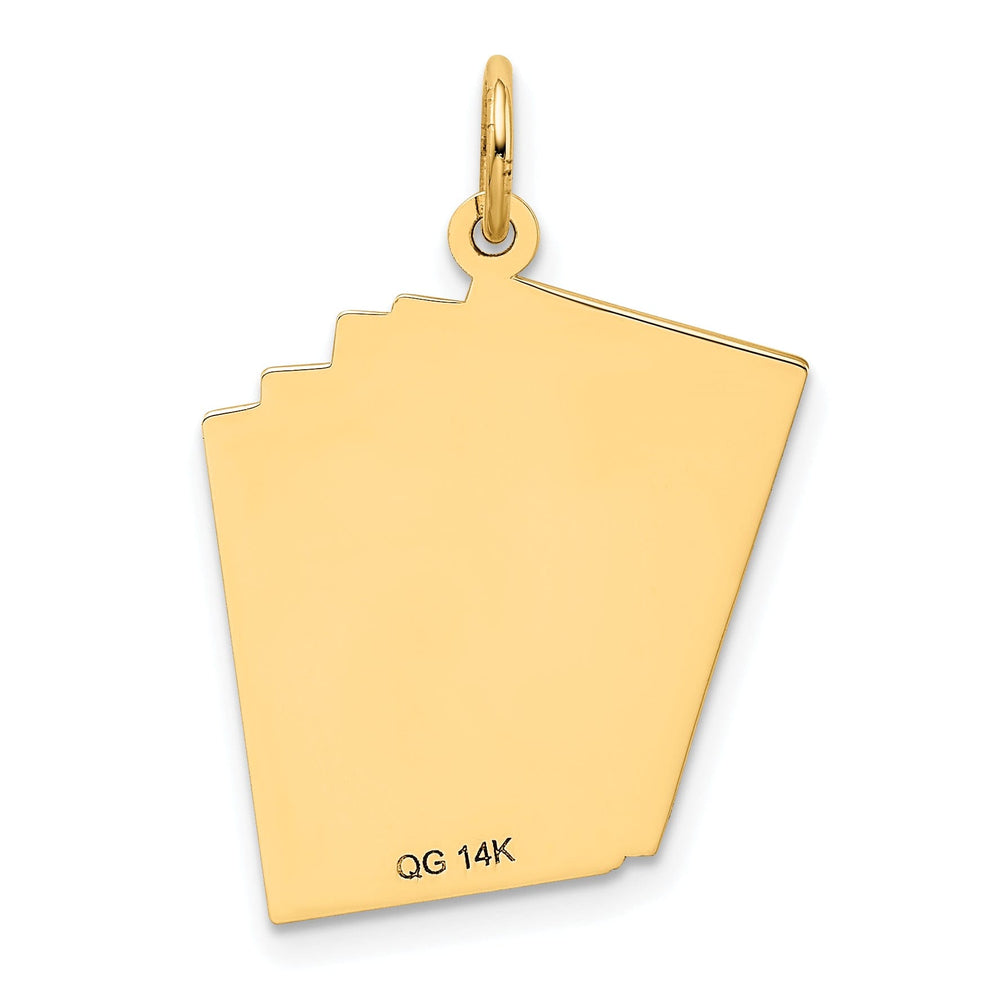 14k Yellow Gold Polished Black Enameled Finish Royal Flush Playing Cards Charm Pendant