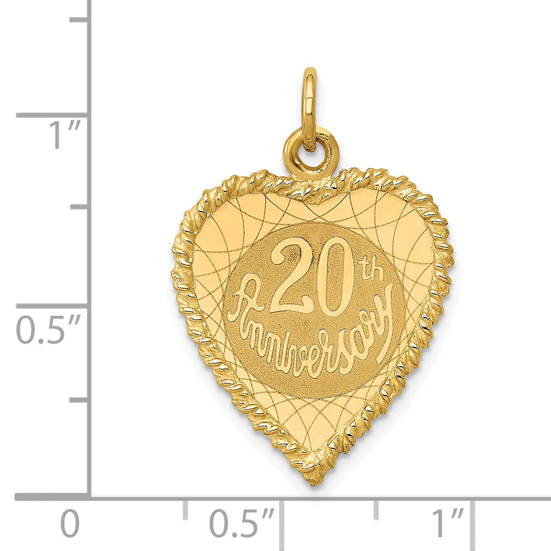 14k Yellow Gold Happy 20th Anniversary Charm