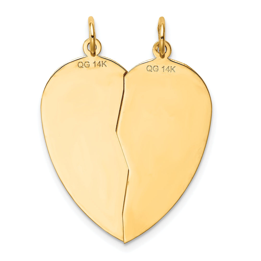 14k Yellow Gold Mizpah Break Apart Heart Pendant