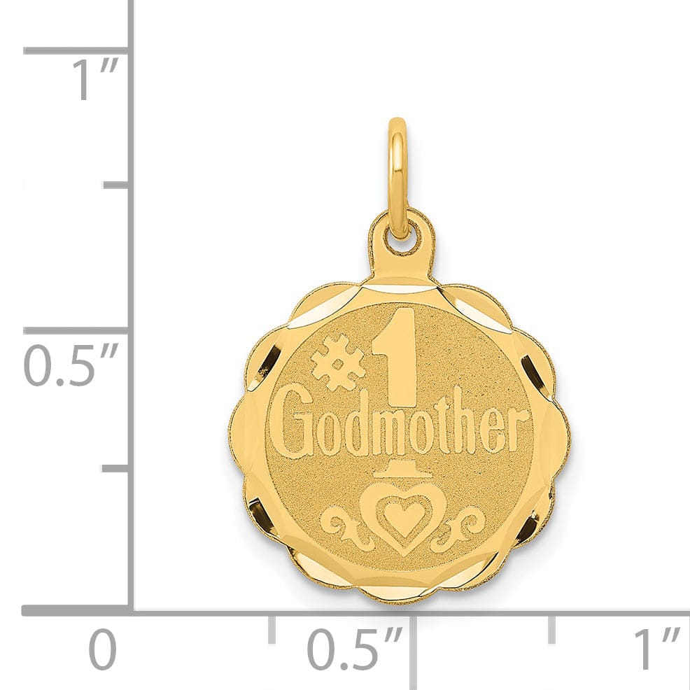 14k Yellow Gold #1 Godmother Charm Pendant