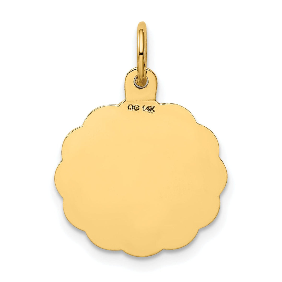 14k Yellow Gold Its a Girl Round Charm Pendant