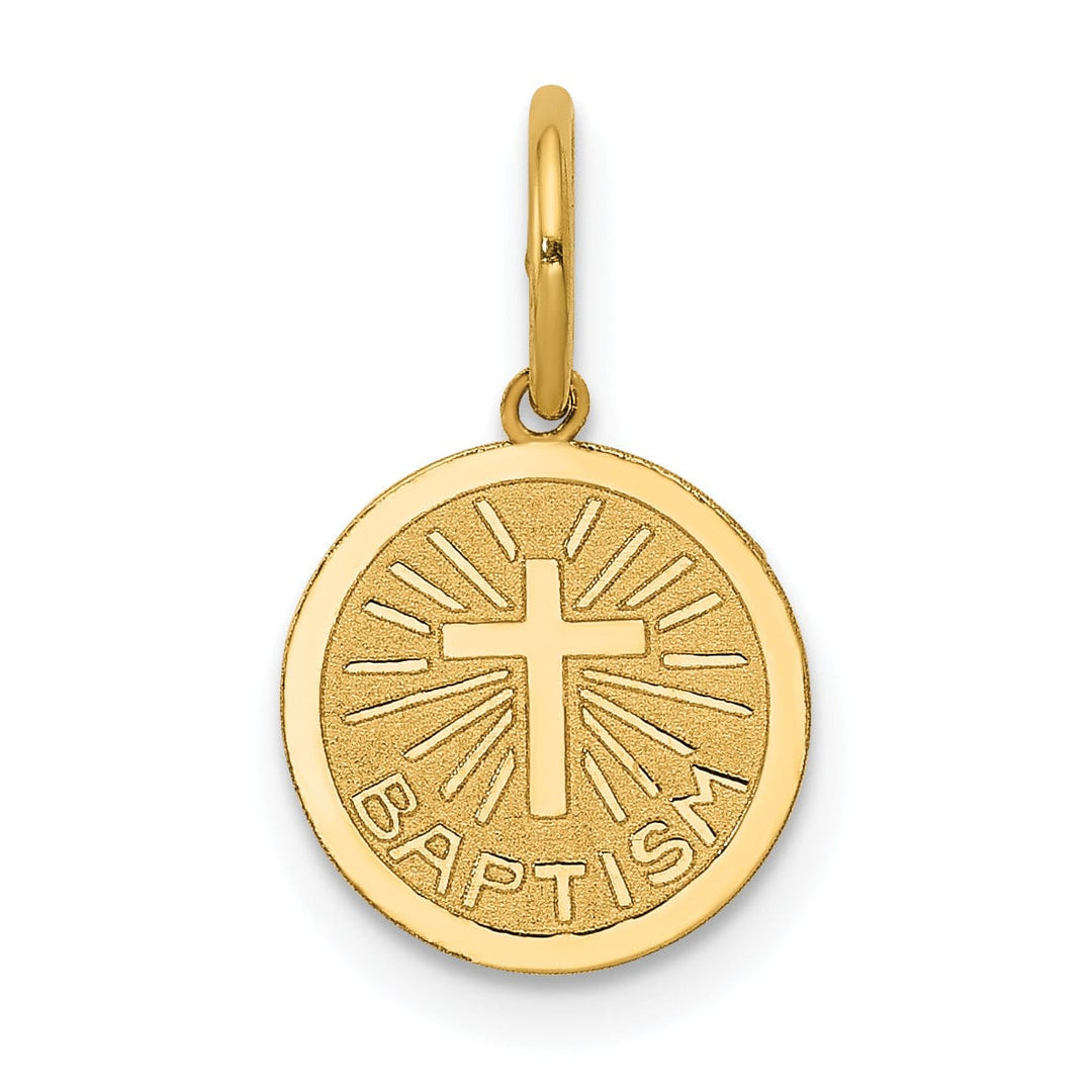 14k Yellow Gold Small Baptism Medal Pendant.