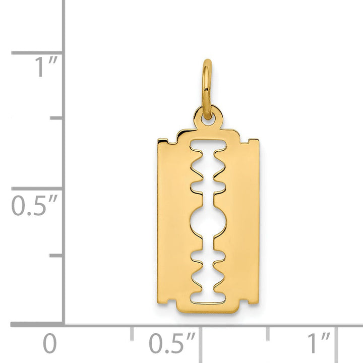 14k Yellow Gold Polished Razor Blade Charm Pendant