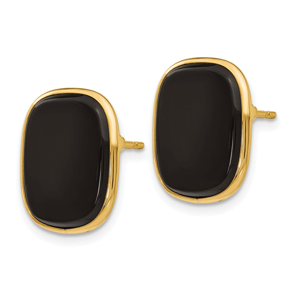 14k Yellow Gold Polished Black Onyx Post Earrings