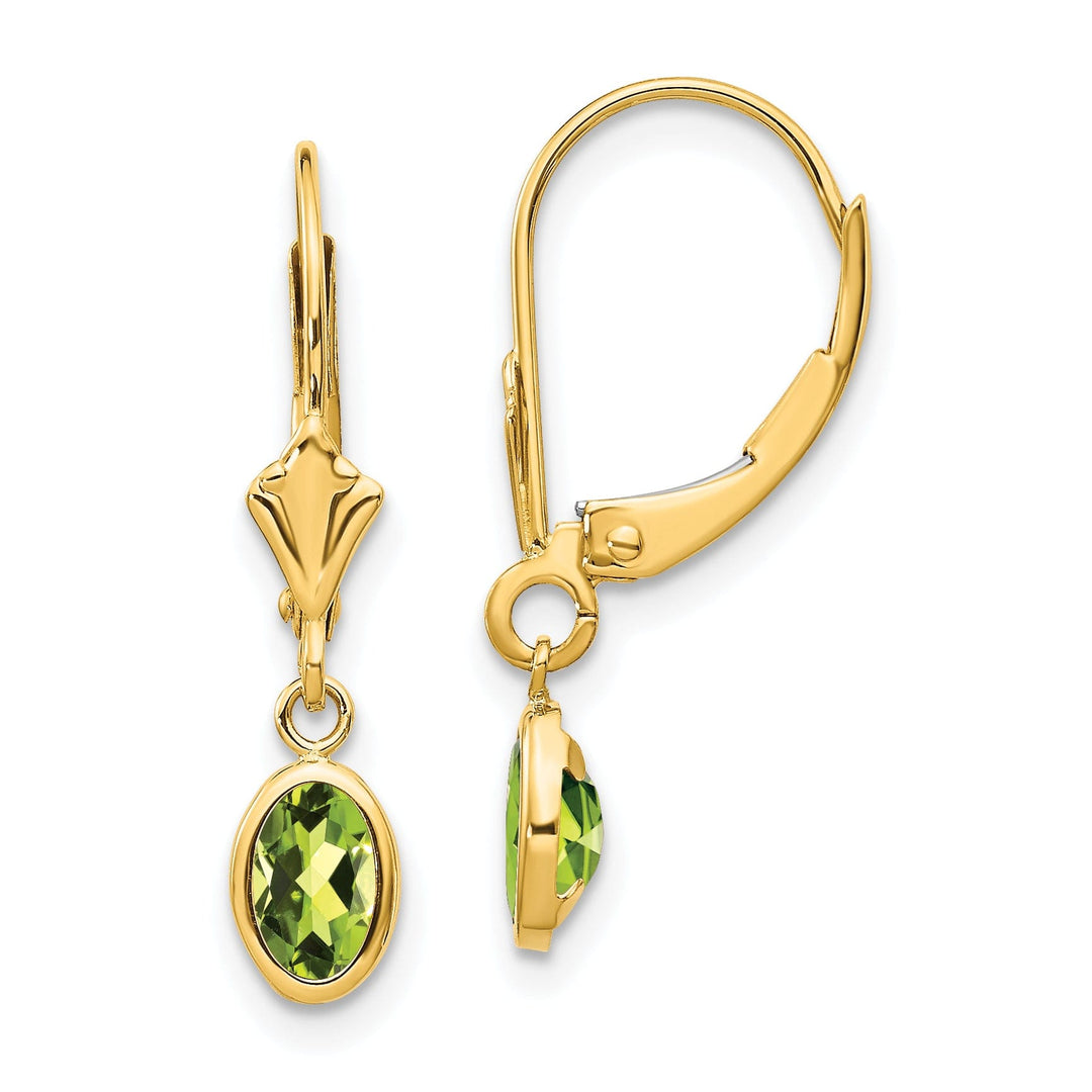14k Yellow Gold Peridot Birthstone Earrings
