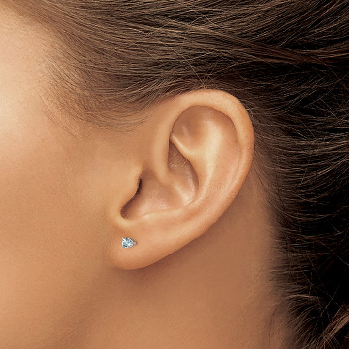 14k White Gold Aquamarine Birthstone Earrings