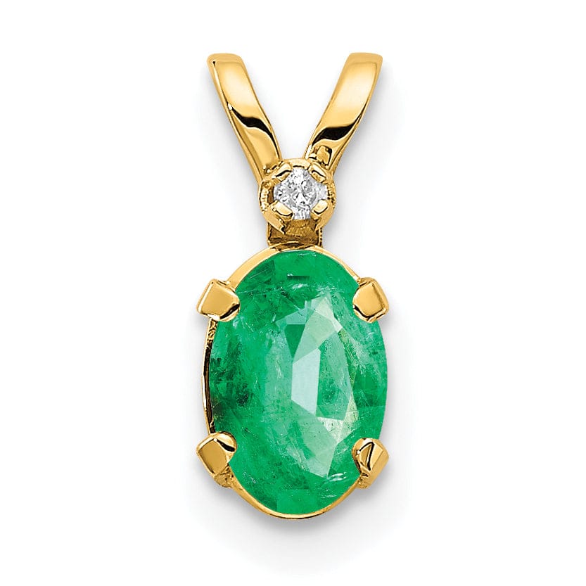 14k Yellow Gold Emerald Birthstone Pendant