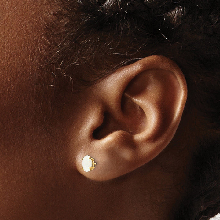 14k Yellow Gold Oval Opal Birthstone Earrings