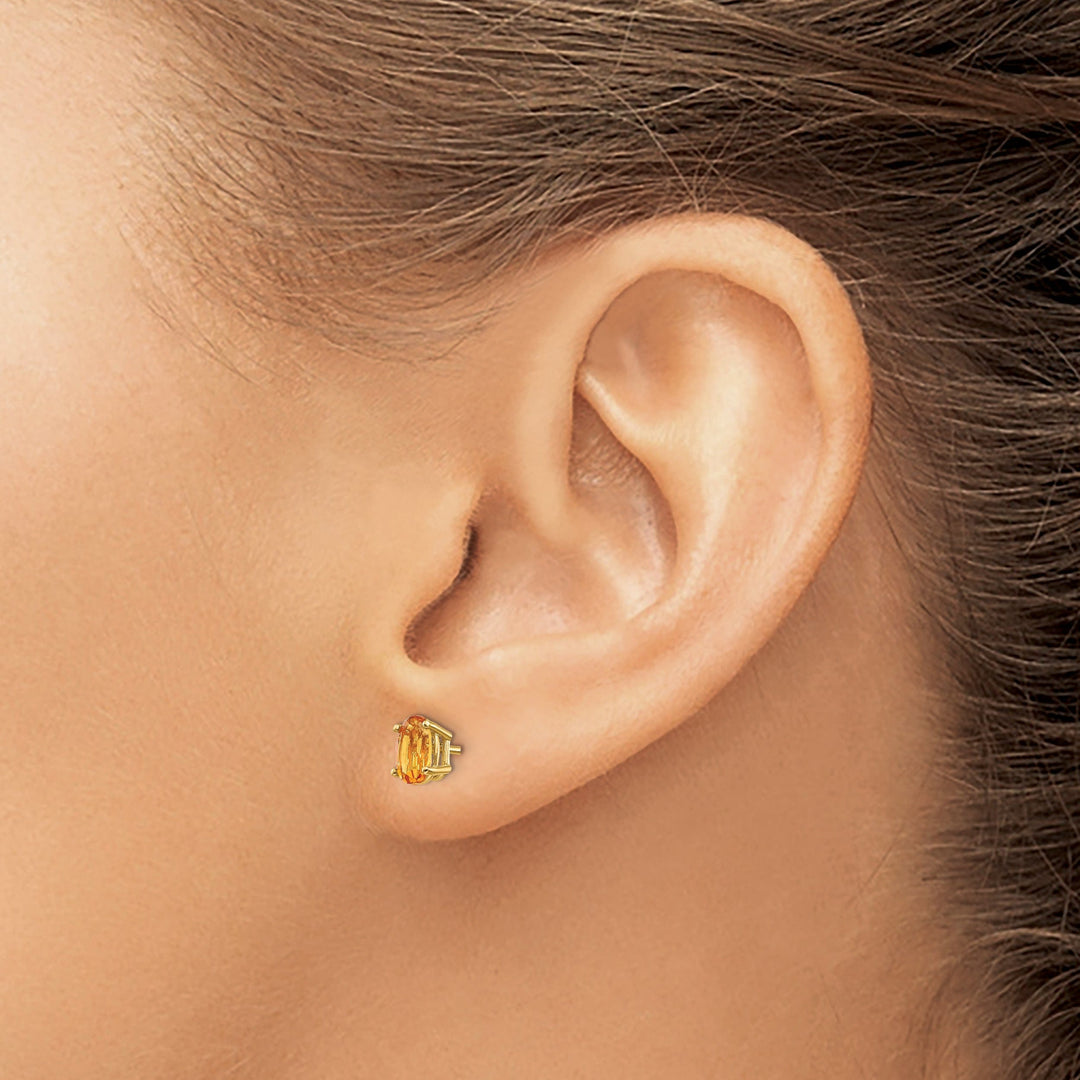 14k Yellow Gold Oval Citrine Birthstone Earrings