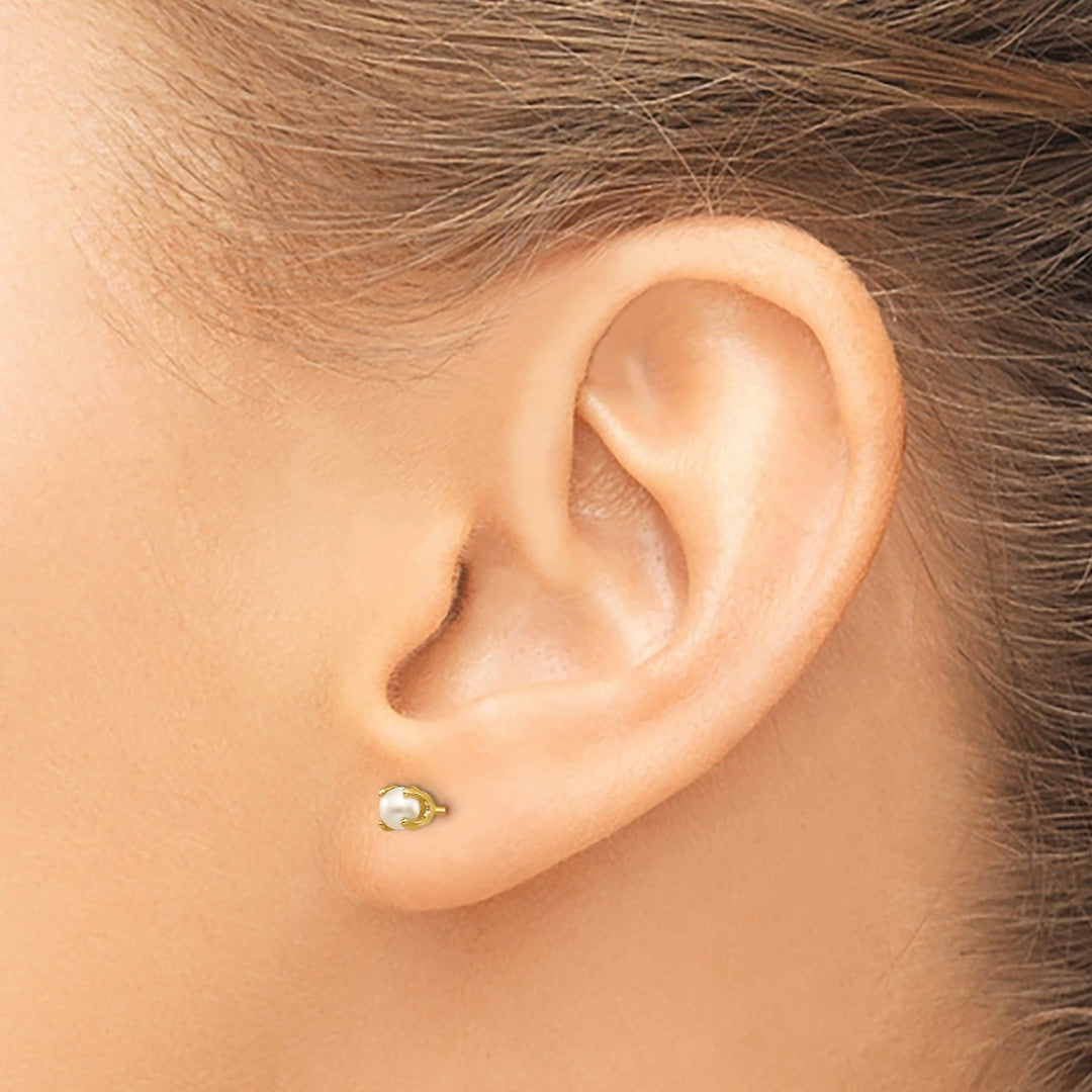 14k Yellow Gold Cultured Pearl Birthstone Earrings