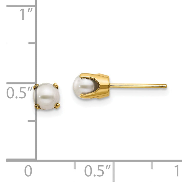 14k Yellow Gold Cultured Pearl Birthstone Earrings