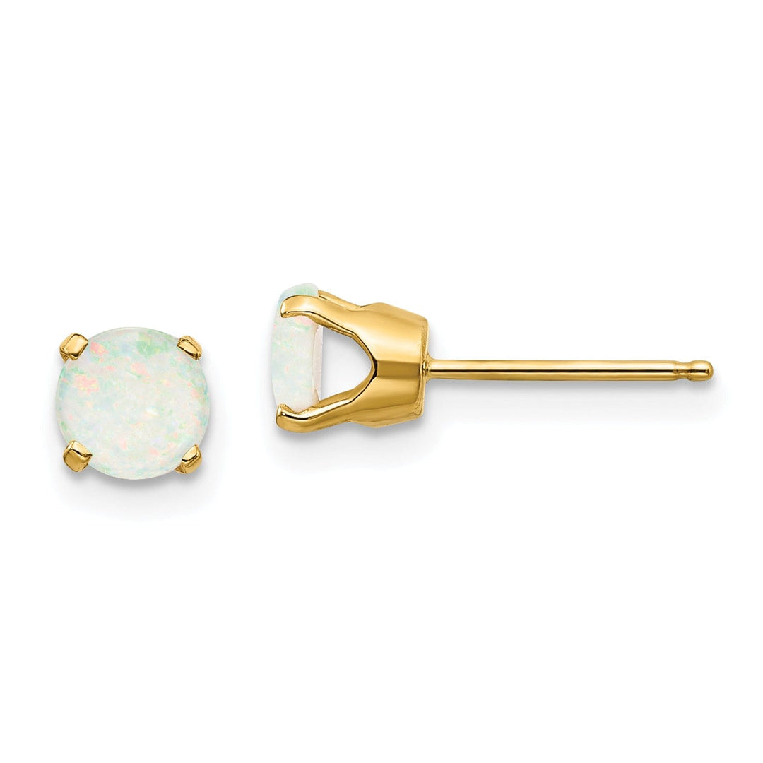 14k Yellow Gold Opal Birthstone Earrings