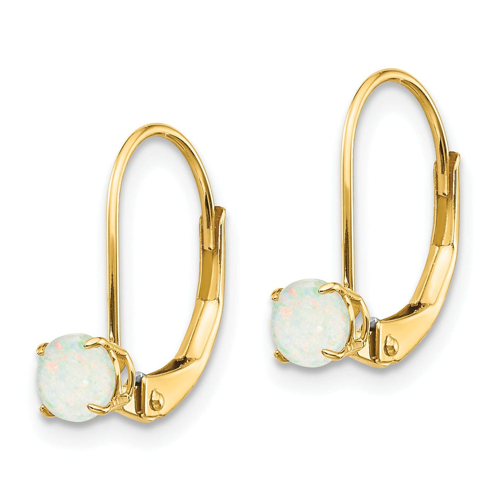 14k Yellow Gold Polished Opal Birthstone Earrings