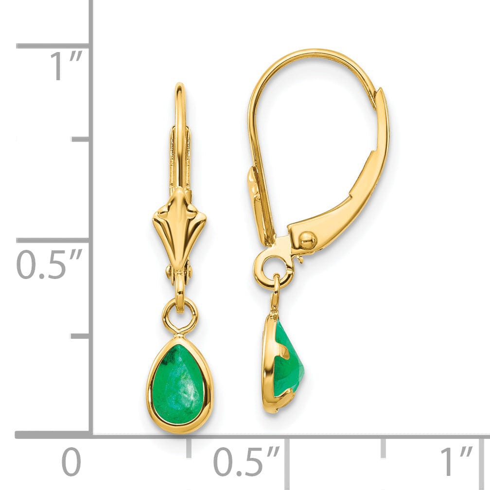14k Yellow Gold Emerald Birthstone Earrings