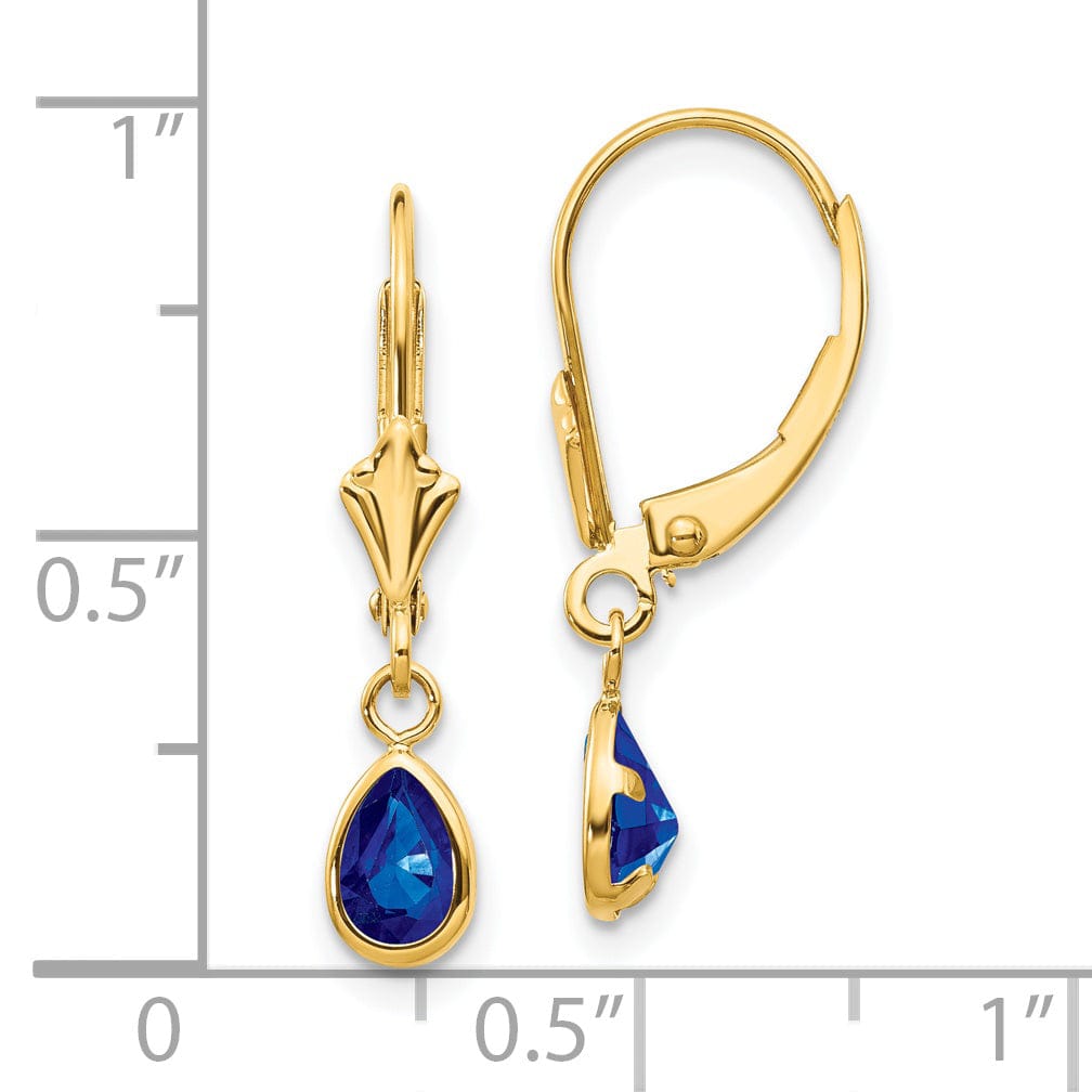14k Yellow Gold Sapphire Birthstone Earrings