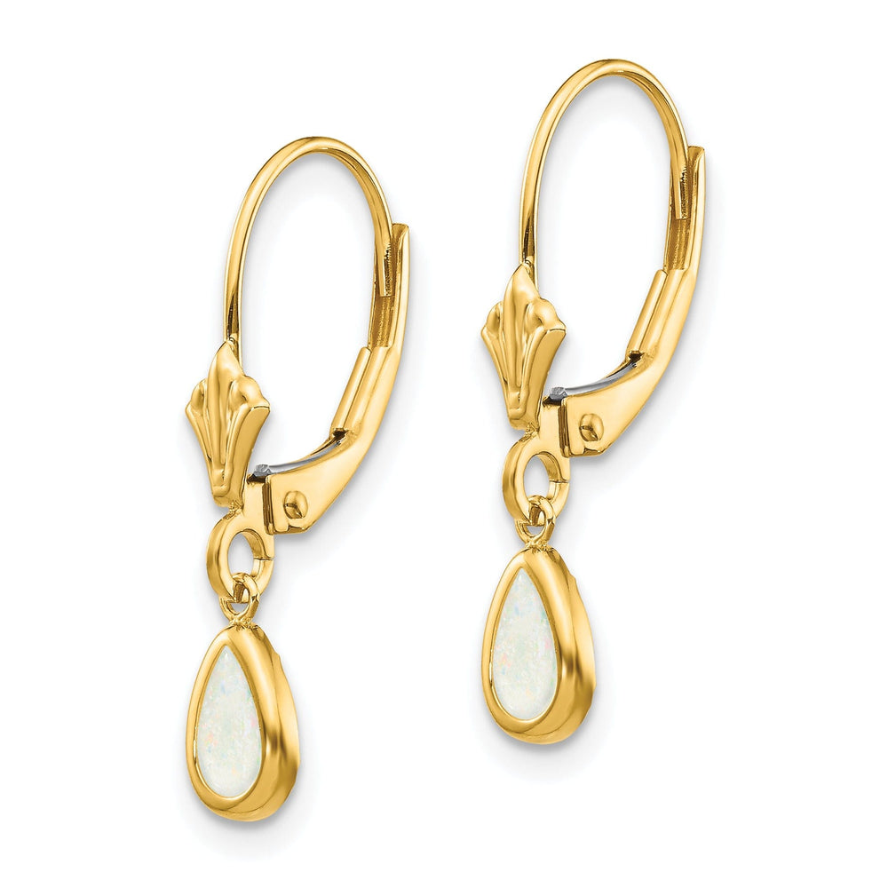 14k Yellow Gold Polished Opal Birthstone Earrings