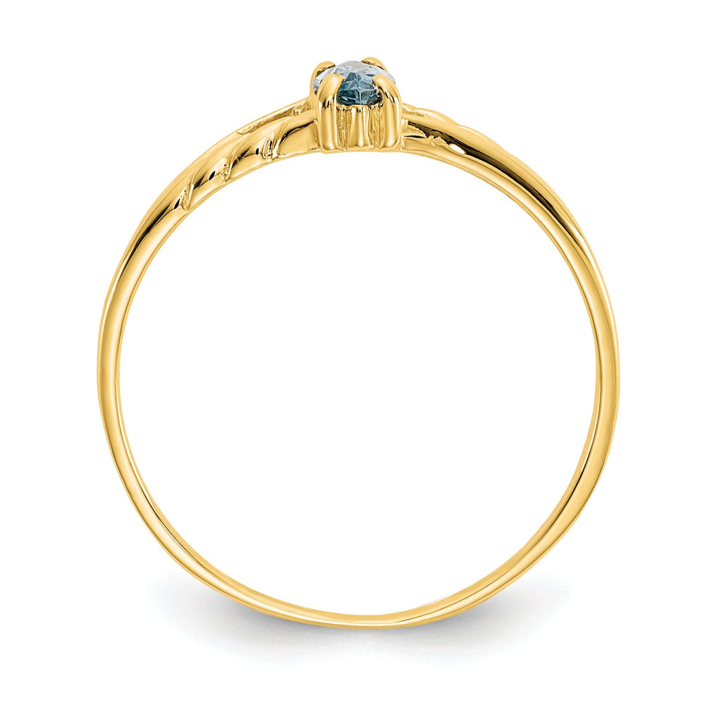 14k Yellow Gold Genuine Aquamarine Birthstone Ring