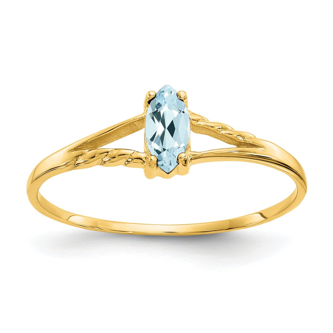 14k Yellow Gold Genuine Aquamarine Birthstone Ring