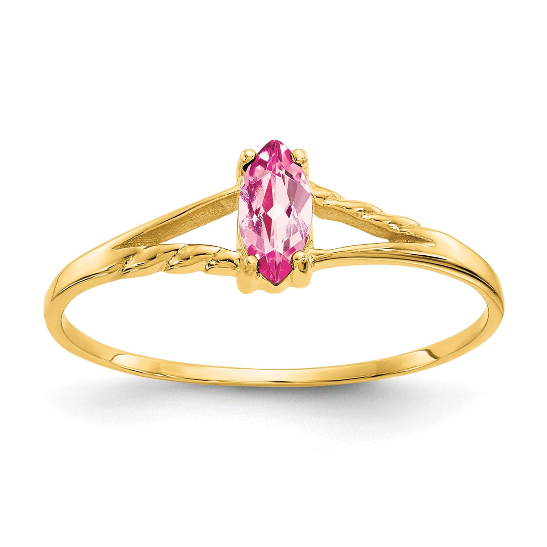 14k Yellow Gold Pink Tourmaline Birthstone Ring