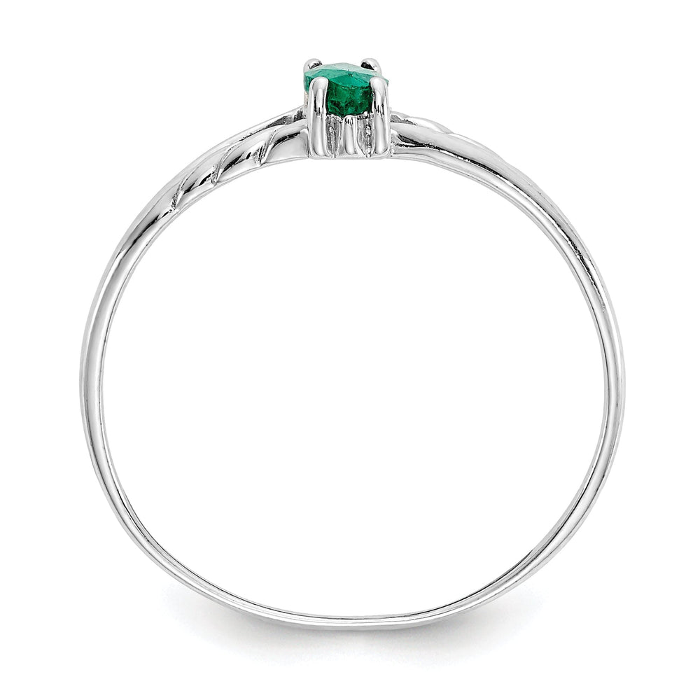14k White Gold Polished Emerald Birthstone Ring