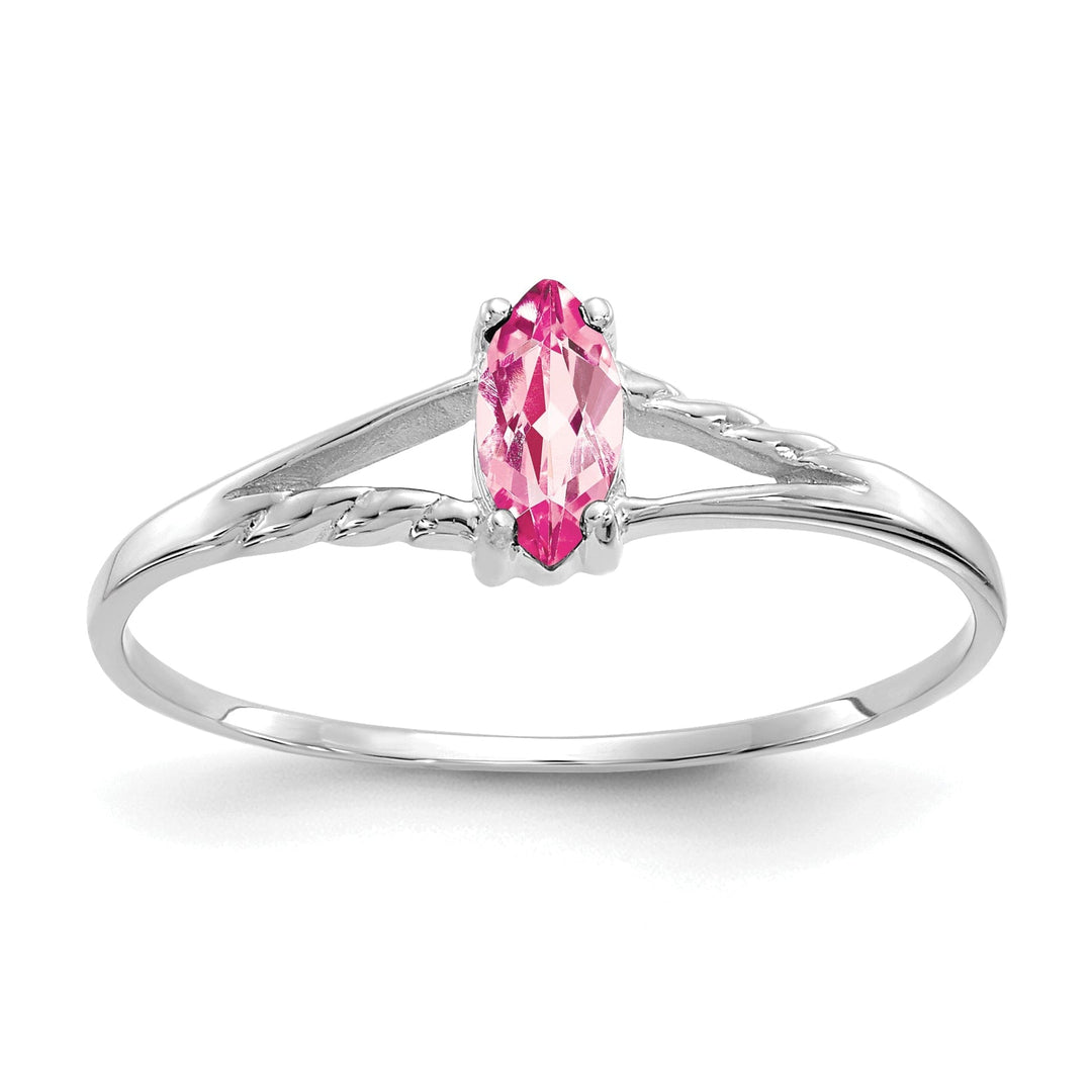 14k White Gold Pink Tourmaline Birthstone Ring
