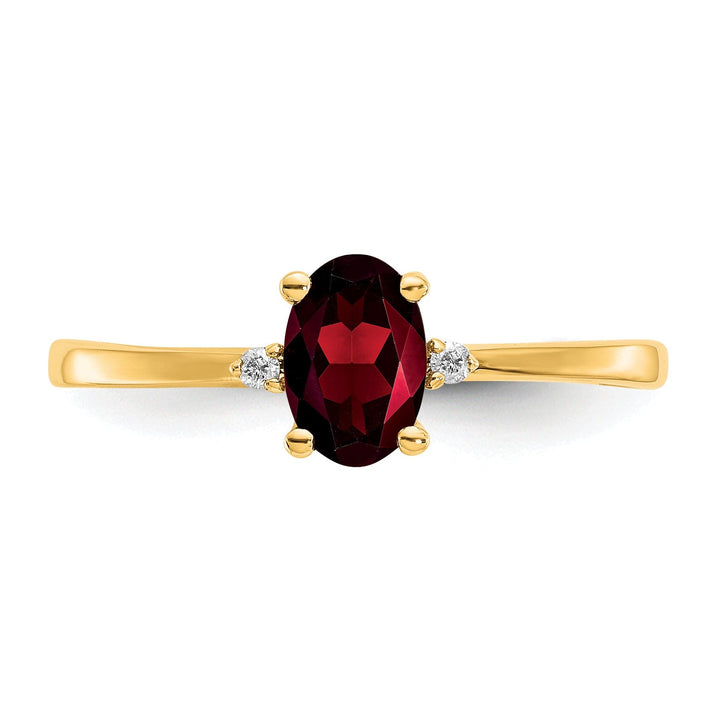 14k Yellow Gold Diamond Garnet Birthstone Ring