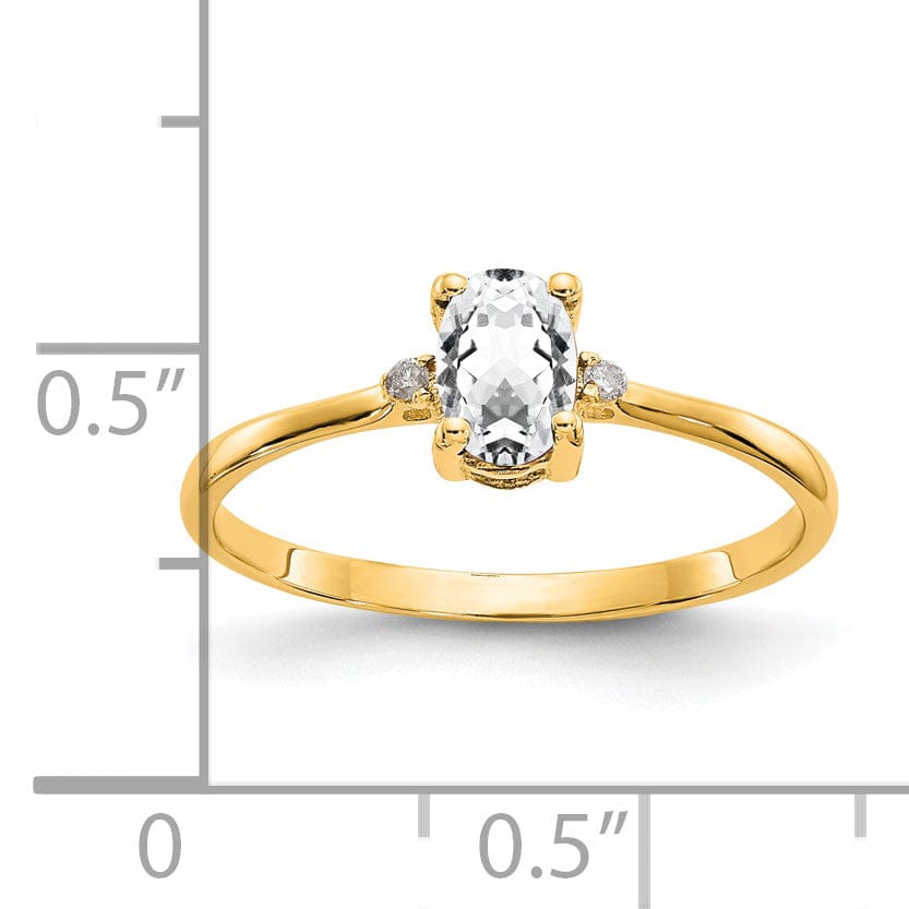 14k Yellow Gold Diamond White Topaz Ring