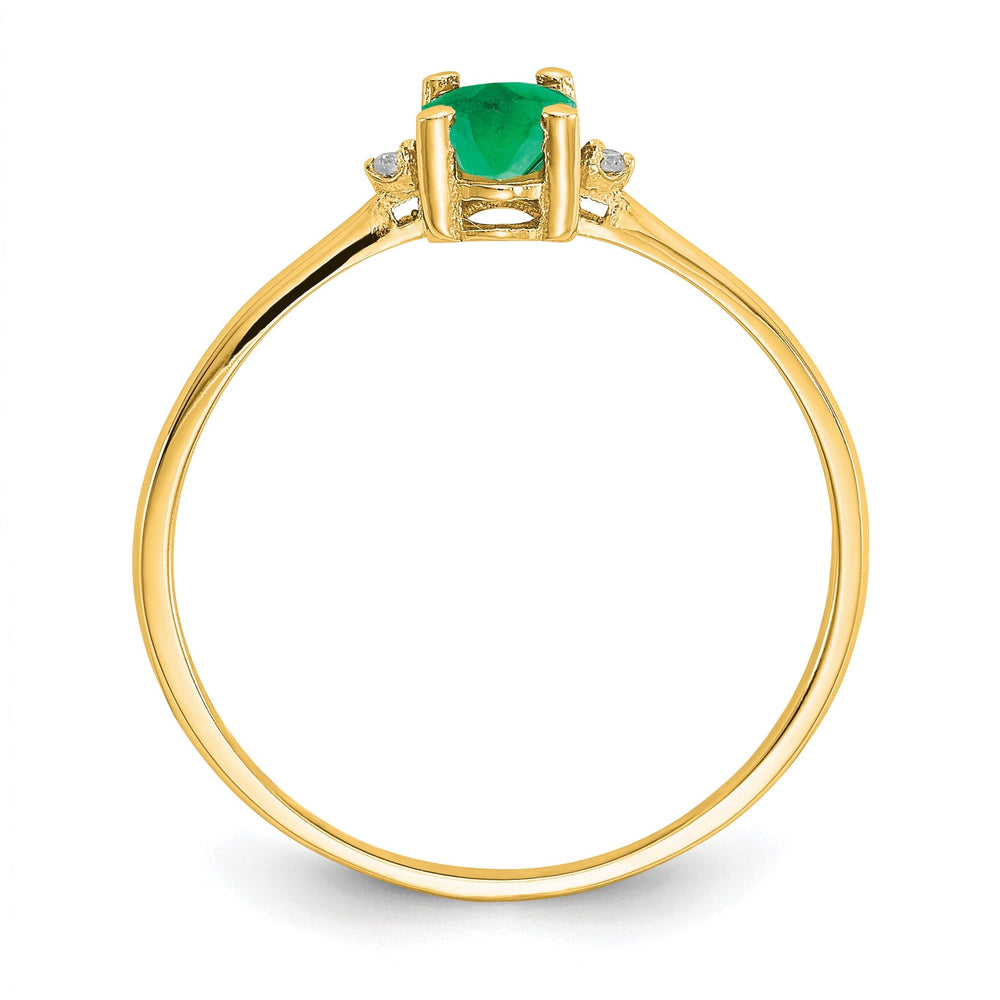 14k Yellow Gold Diamond Emerald Birthstone Ring
