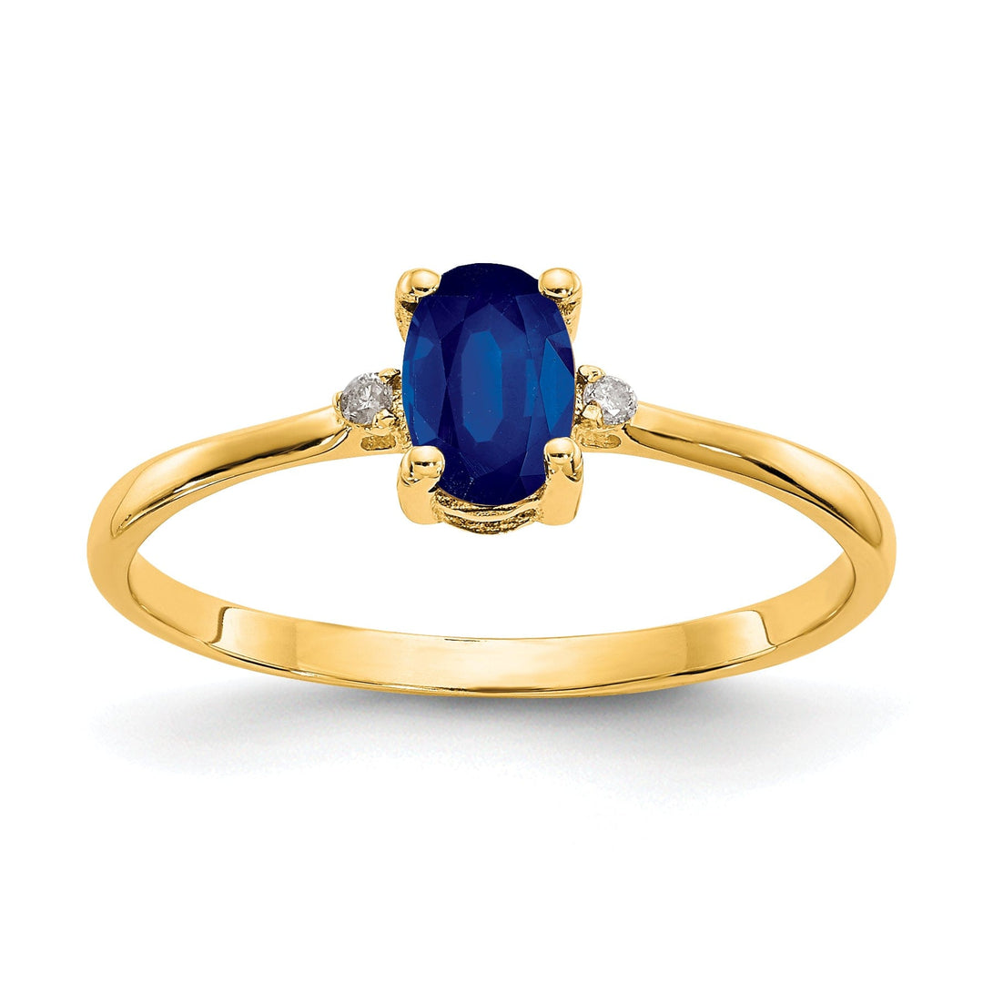 14k Yellow Gold Diamond Sapphire Birthstone Ring