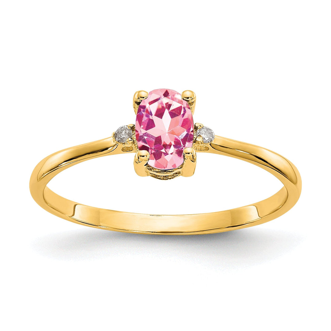 14k Yellow Gold Diamond Pink Tourmaline Ring