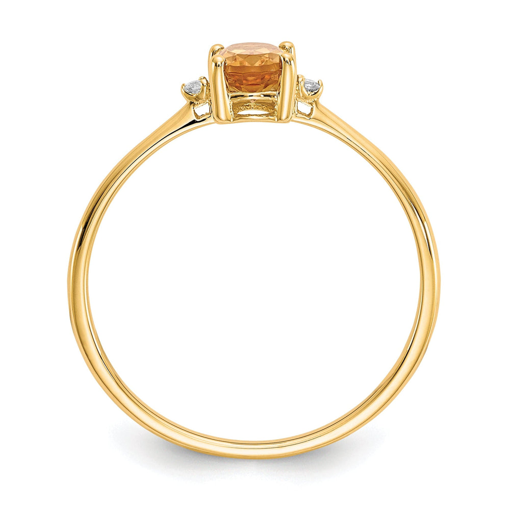 14k Yellow Gold Diamond Citrine Birthstone Ring