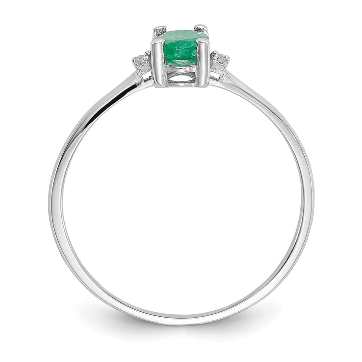 14k White Gold Diamond Emerald Birthstone Ring