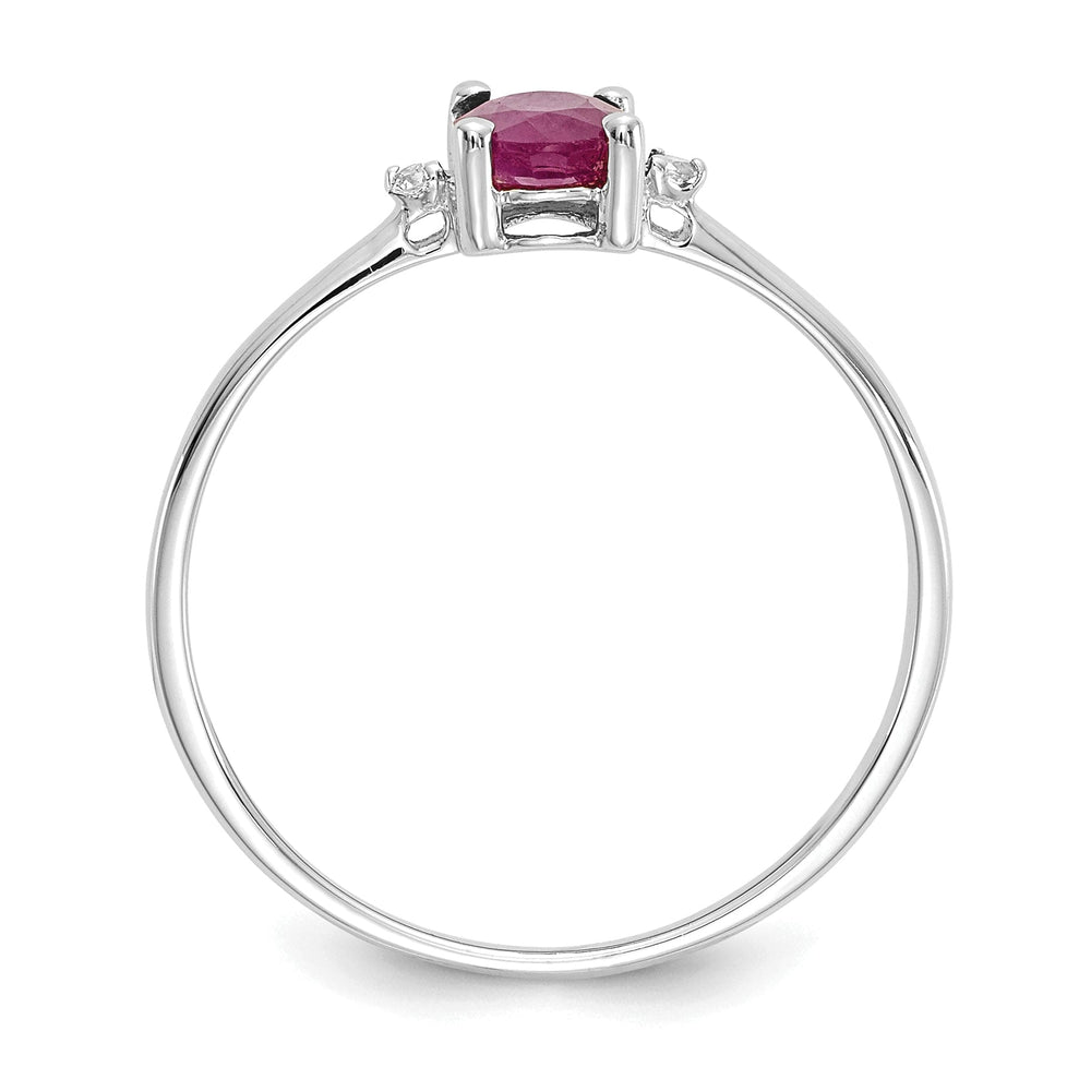14k White Gold Diamond Ruby Birthstone Ring
