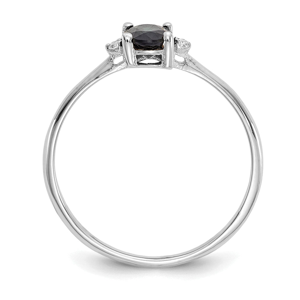 14k White Gold Diamond Sapphire Birthstone Ring