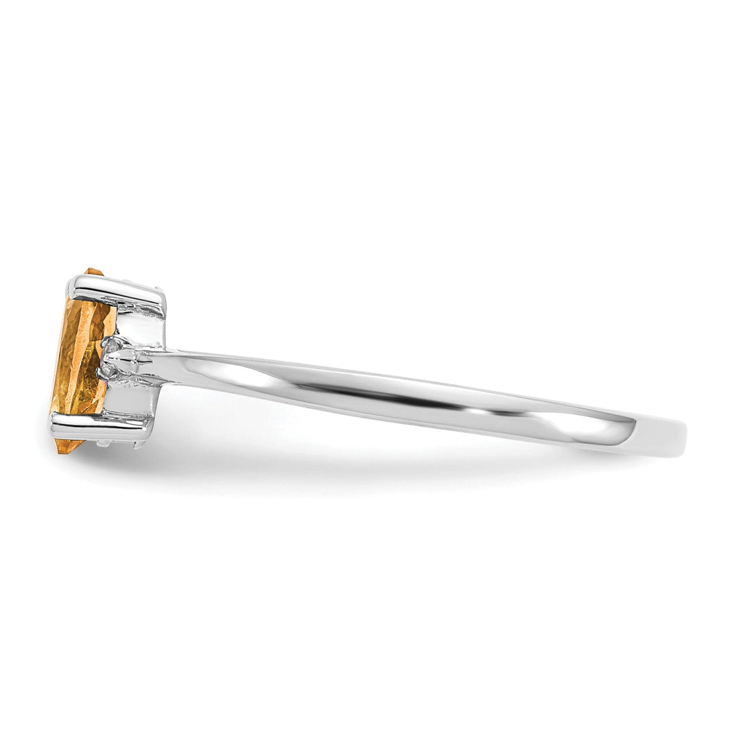 14k White Gold Diamond Citrine Birthstone Ring