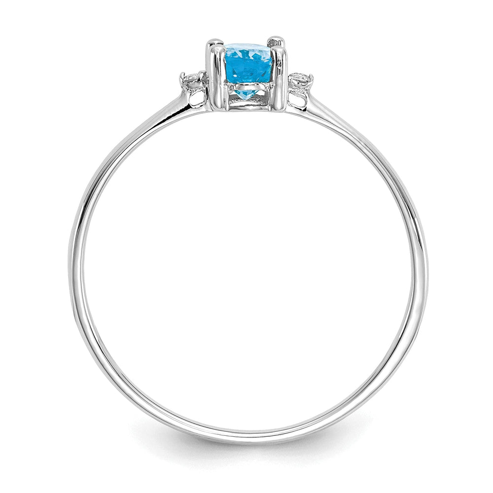 14k White Gold Diamond Blue Topaz Ring